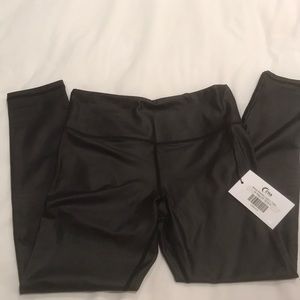 NWT Zyia metallic light n tight black leggings 6-8